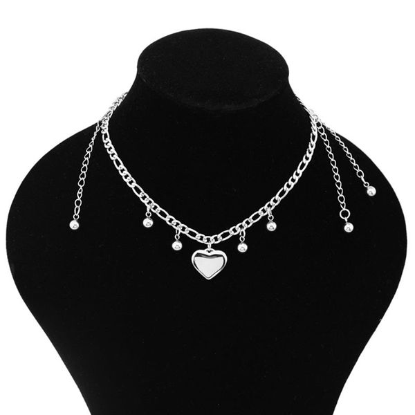 

bohemian love heart choker necklace for women silver color clavicle chain fashion female chocker jewelry 2020 new necklace, Golden;silver