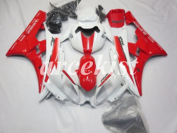 

новый abs литья под давлением для мотоциклов обтекатели kit подходит для yamaha yzf-r6 2006 2007 06 07 r6 red white gloss на заказ