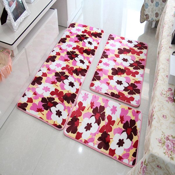

3 pcs/set large size coral fleece tapete anti slip bathroom kitchen carpet large non-slip bathroom rug carpet set home q