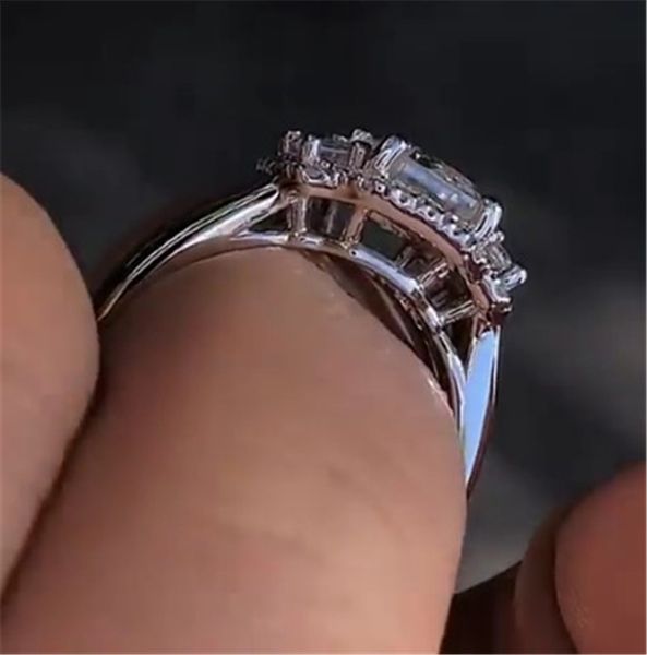 

vecalon vintage promise ring 925 sterling silver 5a cz engagement wedding band rings for women bridal jewelry, Slivery;golden