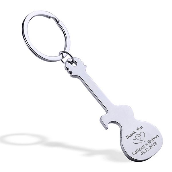 

personalized wedding gift metal guitar shaped keychain key holder bottle opener personalized wedding party favor engraving