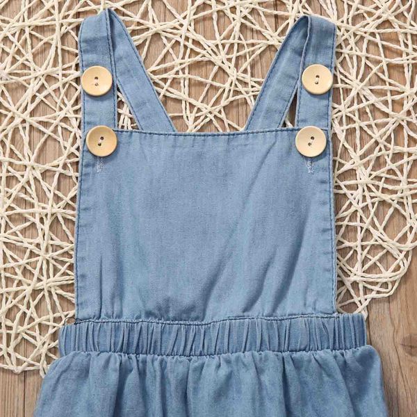

cute sleeveless solid suspender denim rompers for baby boy, Blue