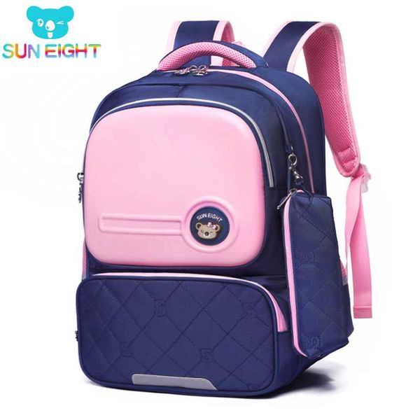 

sun eight girls school bag for girl zipper kid school bag orthopedic backpackcute children backpack mochila escol polyester