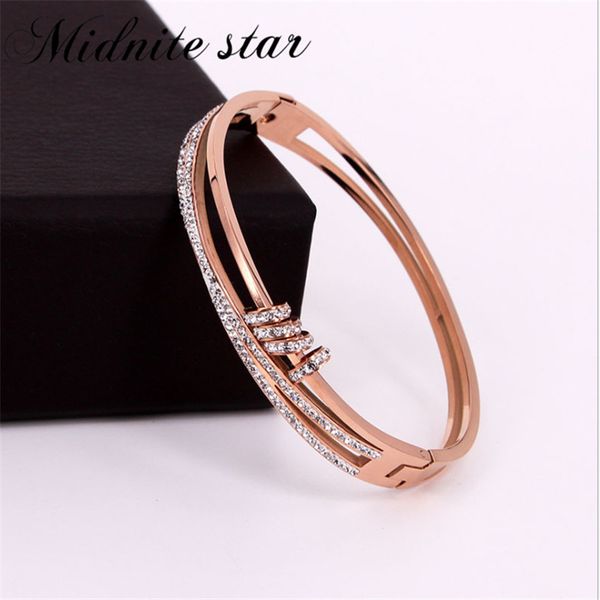 

4 circle simple crystal stainless steel bangle fashion women bracelet jewelry gift 2019, Black