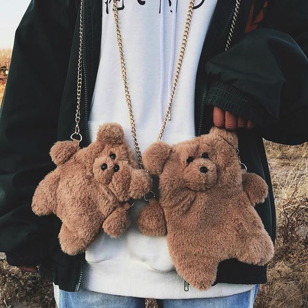 

small purse bear travel cover wallet fashion women retro cute animal zipper handle bags crossbody bags shoulder