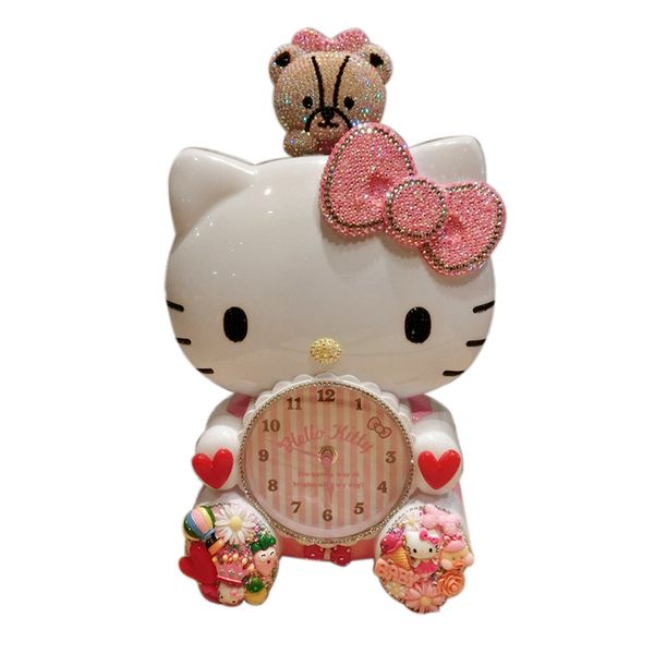 Cartoon Multifunctional Digital Needle Wall Decor Clock Home Wall Office Decoration Swing Clock Cute Hello Kitty Wall Clock Metal Wall Clock Modern