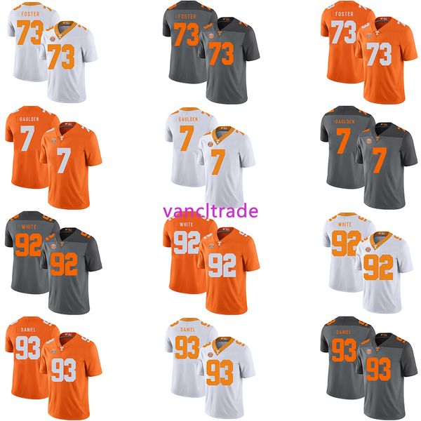 

2019 ncaa football tennessee volunteers 73 ramon foster 7 rashaan gaulden 92 reggie white 93 trevor daniel jerseys, Black;red