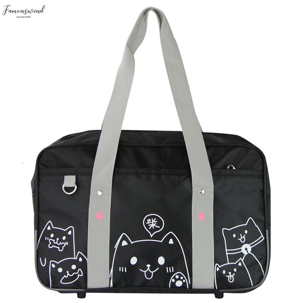 

college style cute cat print japanese jk oxford uniform shoulder bag student lolita cosplay oxford handbag schoolbag