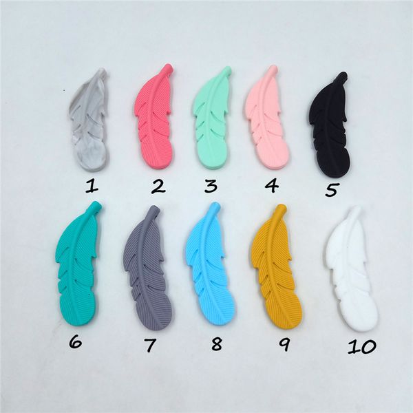 

silicone feather beads baby teethers bpa chewable necklace pendant food grade baby teething beads shower gifts