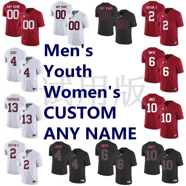 

alabama crimson tide jerseys patrick surtain ii jersey jeudy tagovailoa devonta smith mac jones ncaa college football jersey custom stitched, Black