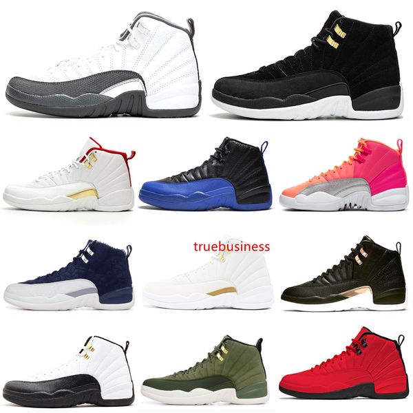 

dark grey 12s men basketball shoes 12 reverse taxi game royal wings punch mens trainers sports sneakers 7-13