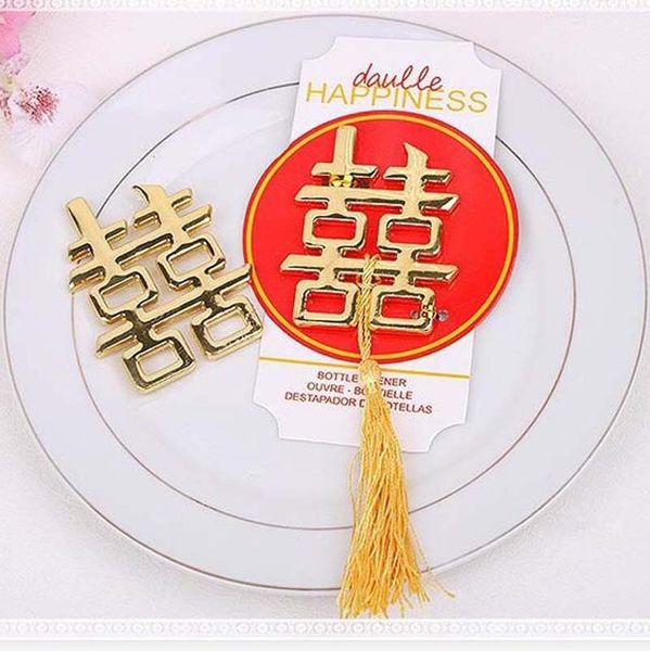 

50pcs wholesale chinese theme double happiness bottle opener asian themed wedding favors+dhl fedex shipping