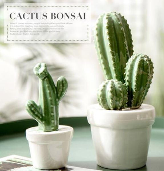 Americano criativo cactus cerâmica em vasos pequenos enfeites de acessórios para casa sala de estar quarto mesa de TV decoração do armário