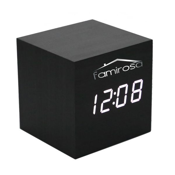 

famirosa display thermometer wooden alarm clock