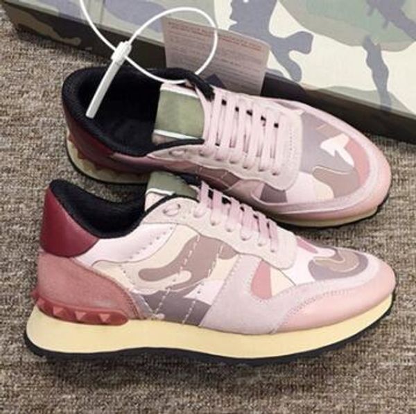 

luxury designer shoes mens suede lace rockrunner camouflage sneakers leather flats casual shoes mens mens women flats trainers 01, Black