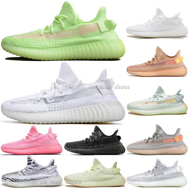 

kanye west clay v2 static reflective gid glow in the dark mens running shoes hyperspace true form women men sport designer sneakers eur36-48