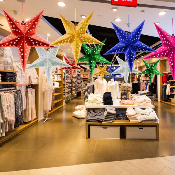 

hanging 3d laser five-pointed stars christmas party ornaments prop 30cm