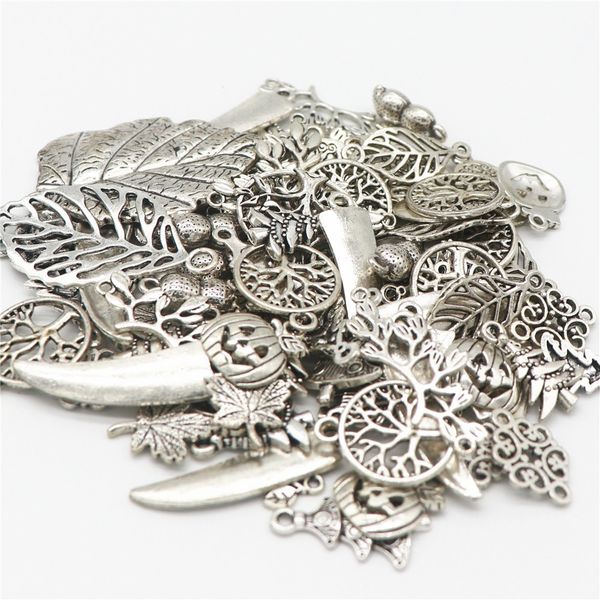 

tibetan silver alloy leaf charms pendants wholesale bulk lots jewelry making charms mixed smooth diy for necklace bracelet jewelry making, Black