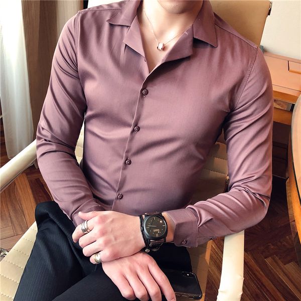 

spring autumn mens fashion trend shirt male shirt long sleeve korean slim type business casual shirt, White;black