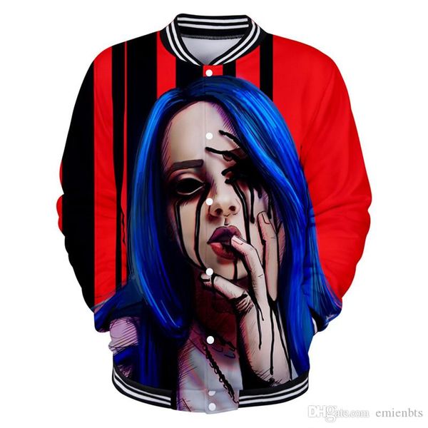 

билли эйлиш кардиган мужские толстовки дизайнерские зимние бейсбольные костюмы с длинным рукавом o образным вырезом 3d цифровой печатной муж, Black