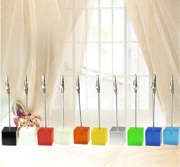 

colorful cube stand wire desk card note picture memo p clip holder table wedding party place favor personalized gift