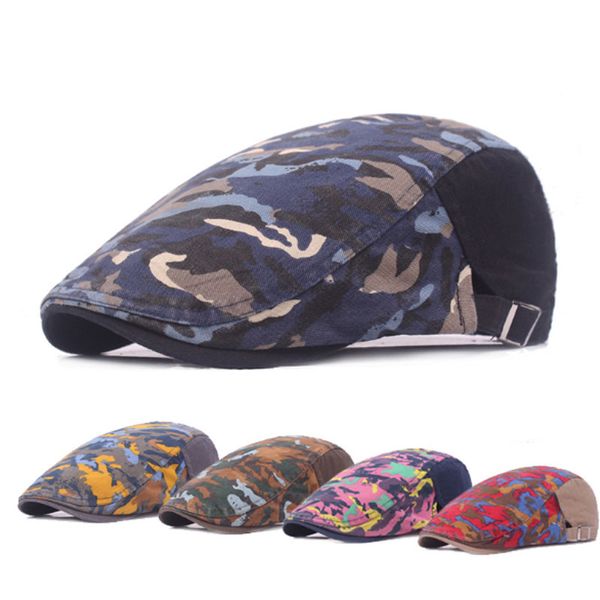 

new arrivals fashion camouflage beret hat running sport casual breathable beret flat cap vintage hats for sun hat, Blue;gray