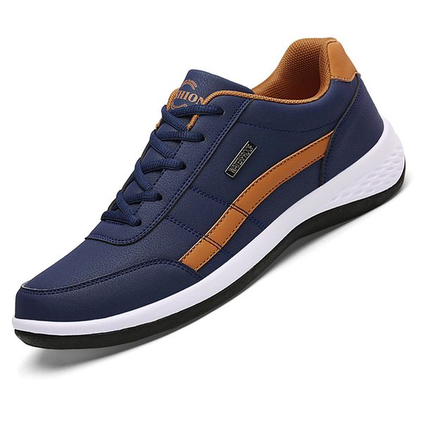 

spring summer men sneakers casual shoes pu vulcanized footwear lace-up white flats blue boat shoe tenis zapatos krasovki, Black