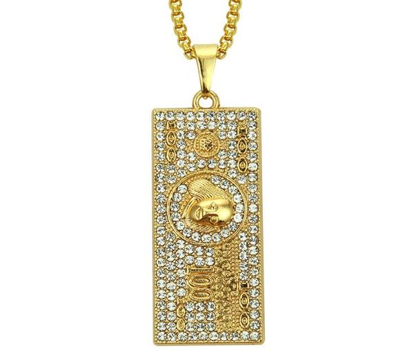 

new hip hop мужская мода золото из нержавеющей стали кристалл onemilliondollar деньги кулон жемчужина цепи ожерелье подарок ювелирных издели, Silver