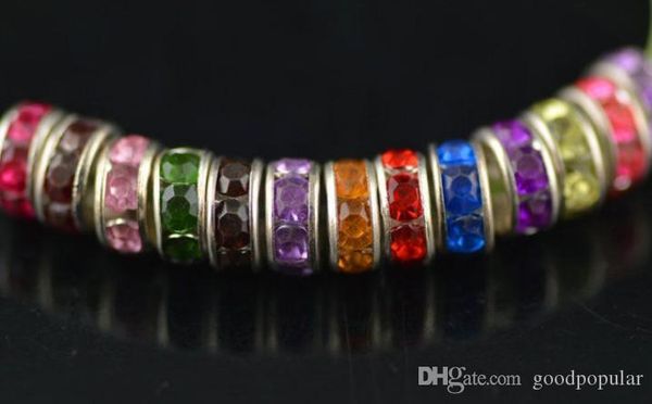 

500pcs/lot mixed 10mm crystal spacer rondelle spacer silver plated bead for bracelet ale diy findings jewelry w93, Black