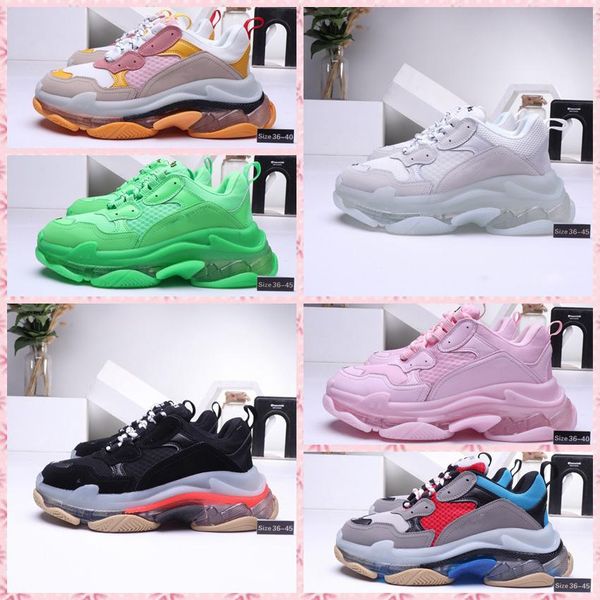 

2019 luxury paris triple s 3.0 sneakers transparent nitrogen crystal outsole running shoes men women trainers designer black white eur 36-45