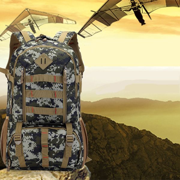 

50l backpack army fan tactical backpack outdoor bag hiking camping camouflage multifunctional riding