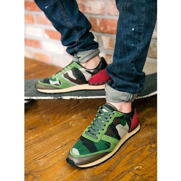 

mens camo lace up flats sneakers sport shoes casual camouflage breathable shoes 4 styles, Black