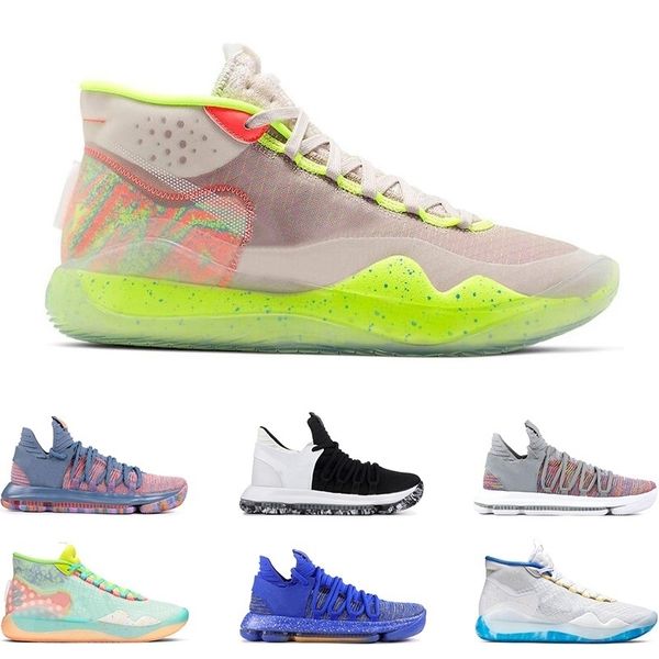 

mens 2019 basketball shoes kd 10 12 eybl 90s kid warriors home wolf grey multi color finals kevin durant sports sneakers size 7-12