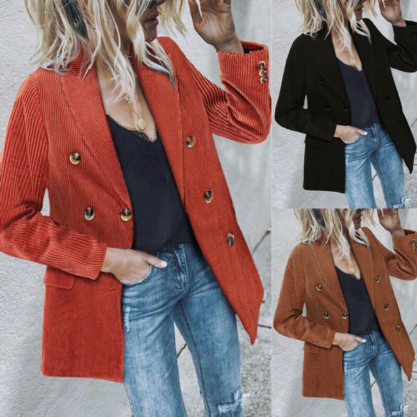 

fashion women casual button blazer jacket slim long sleeve jacket coat outwear solid color autumn winter clothes, White;black