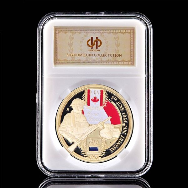 

Challenge Coin Great War Normandy Juno Beach 2rd Infantry Division Memorial Gold Plated Souvenir Coin W/Pccb Box