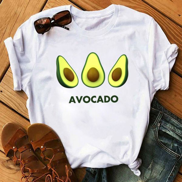 

avocado vegan women t shirt ulzzang 2020 kawaii cartoon tshirt harajuku 90s graphic female short sleeve t-shirt summer clothes, White