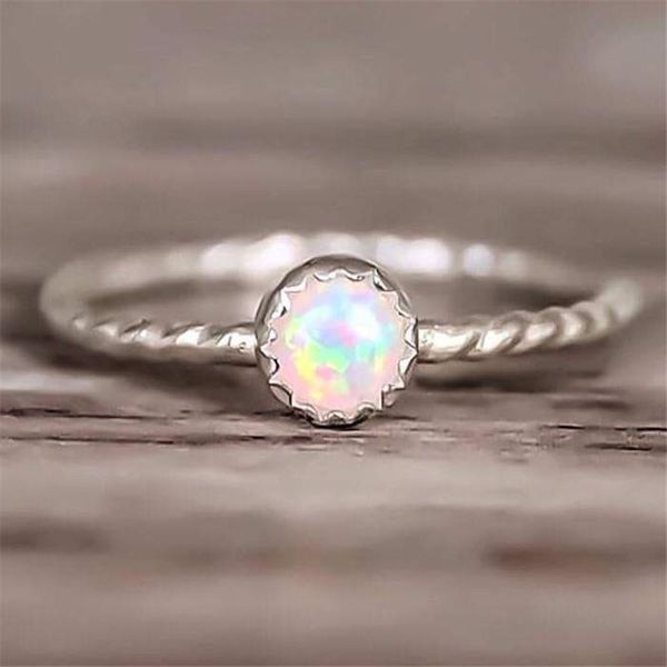 

round opal engagement rings for women finger rings female wedding jewerly jz464, Slivery;golden
