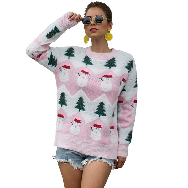 

new european style christmas tree snowman sweater jumper for autumn/winter 2019, White;black