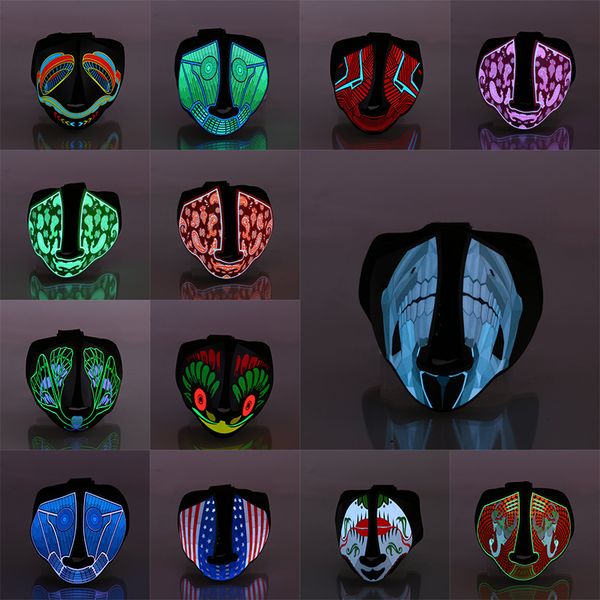 

halloween sound control led party masks terror glowing masks cold light helmet fire festival party supplies dancing mask