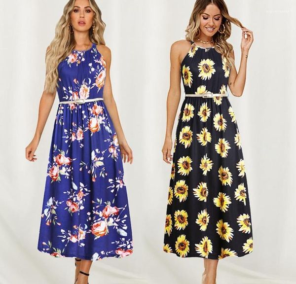 

vestidos clothes women floral dress summer beach boho maxi long dresses sleeveless sashes designer, Black;gray