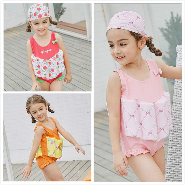 

children's high elasticity buoyant swimwear one-piece swim vest for safe swimsuits with adjustable for 1-10 years baby girls, Black