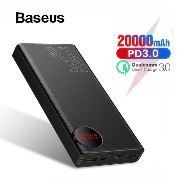 

baseus 20000mah power bank quick charge 3.0 pd 3.0 fast charging powerbank for iphone 11 xiaomi samsung external battery charger