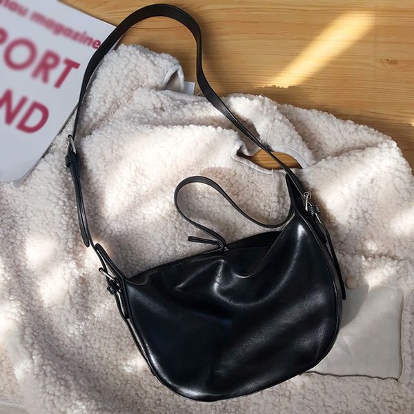 

waist bags summer women's korean style vintage black adjustable strap messenger bag simple casual pu shoulder for women