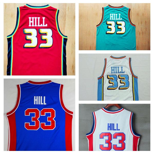 

33 grant hill jer ey blue red white titched grant hill hirt men whole ale drop hipping