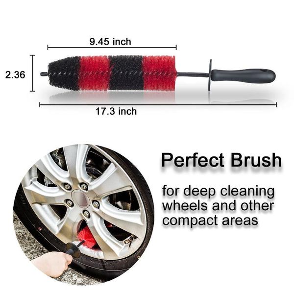 

wheel rim cleaning brush long soft bristle car wheel brush rim tire detail for cleaning motorcycle car bike wheels