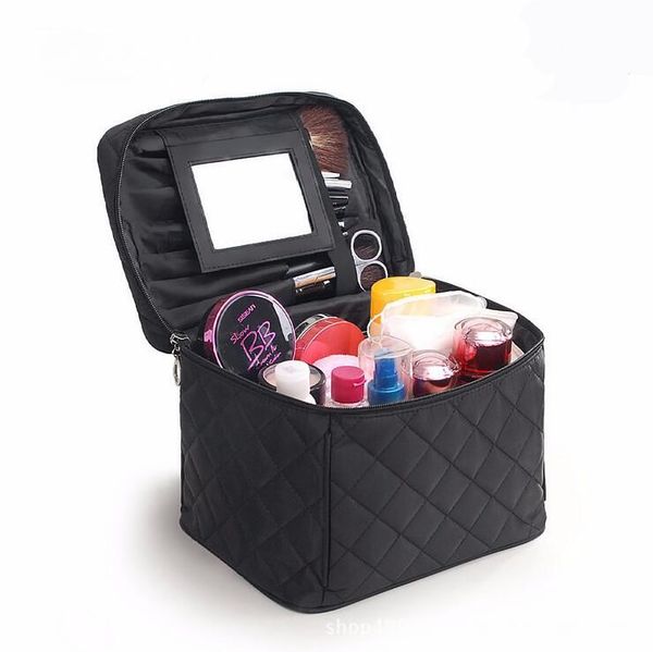

large capacity makeup bag with mirror travel organizer cosmetic bags nylon beauty case salon tattoos nail art storage bagscn293