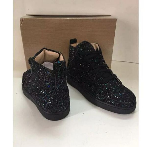 

fashion men women red bottom sneakers colorful glitter high casual red sole shoes sneakers flat shoes t18