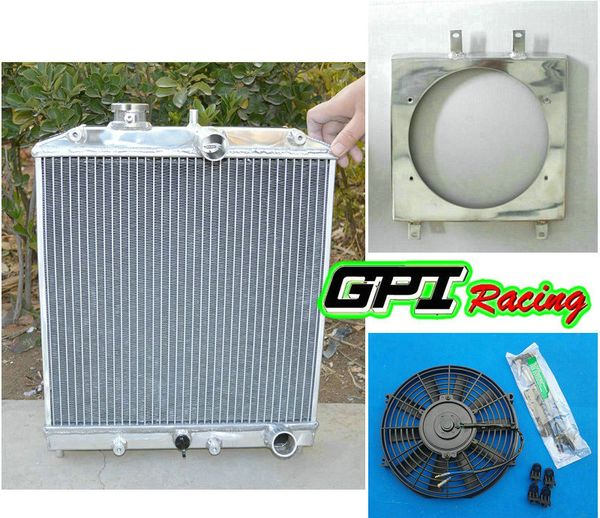 

3row aluminum radiator 92-00 for for ek eg d15 d16 b16 b18 28mm &fan+shroud