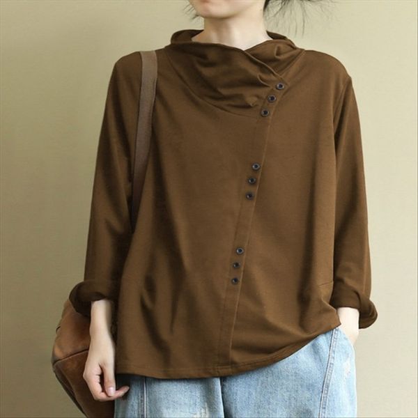 

2019 asymmetric diagonal buckle 2019 autumn pullover asymmetric diagonal buckle pullover shirt women's shirt women's autumn, White