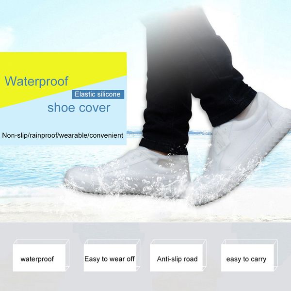 

1 pair waterproof shoe cover reusable non slip waterproof boot rain snow overshoe foldable galoshes for adults kids rain boots